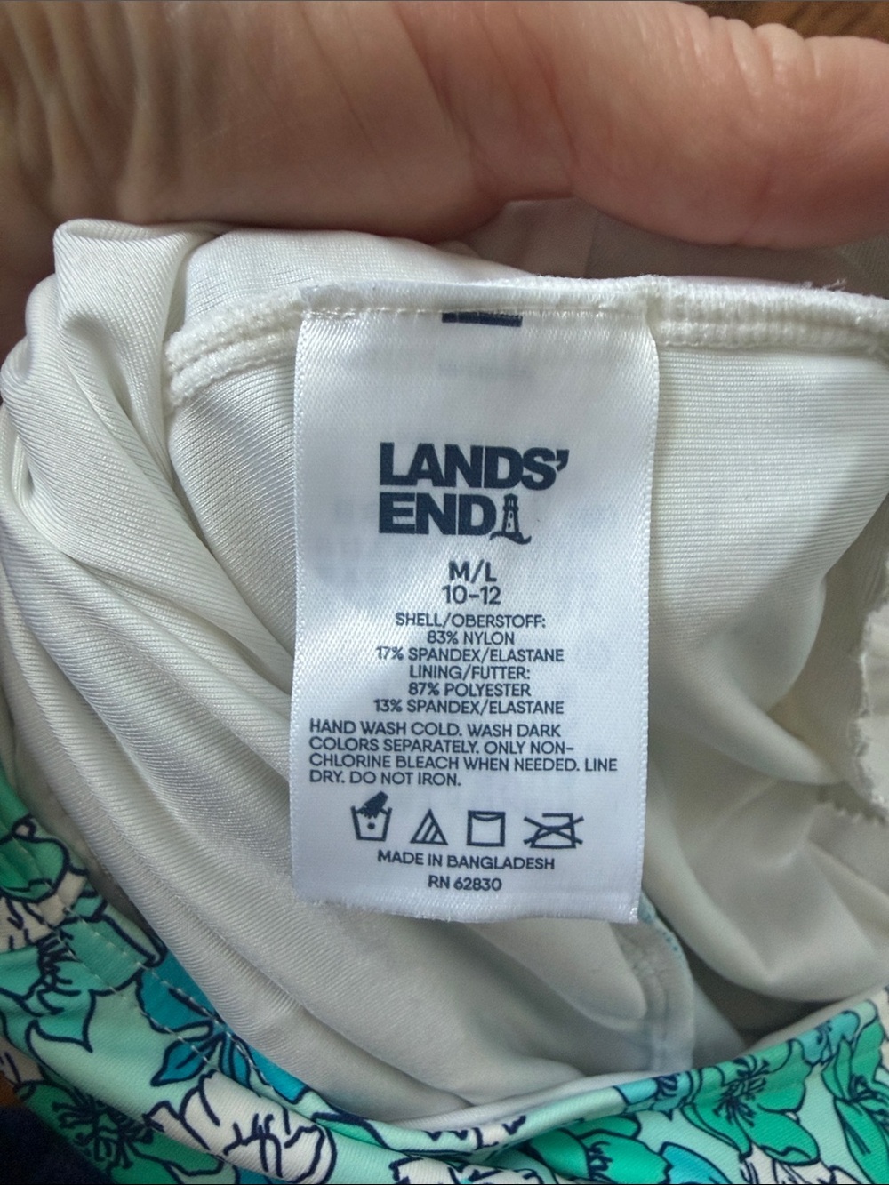 Lands' End Turquoise One Piece Swimsuit Women's Size Medium - Picture 4 of 4